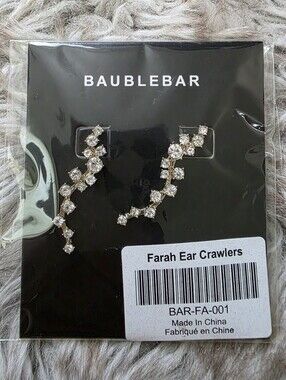 BaubleBar Gold Ear Crawlers with Clear Crystals